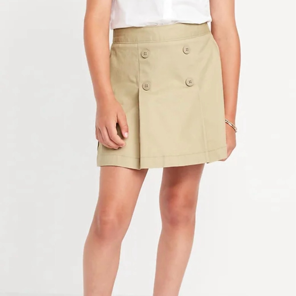 School Uniform Skort for Girls in Rolled Oats Beige Size Medium Old Navy Brand